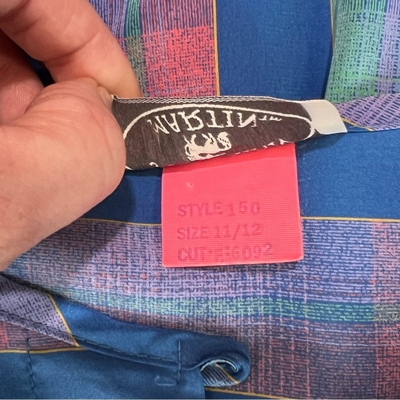 Vintage 80’s Jonathan Martin Pleated Button Striped Belted Dress Size 11/12 - Picture 15 of 15